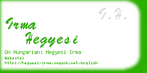 irma hegyesi business card